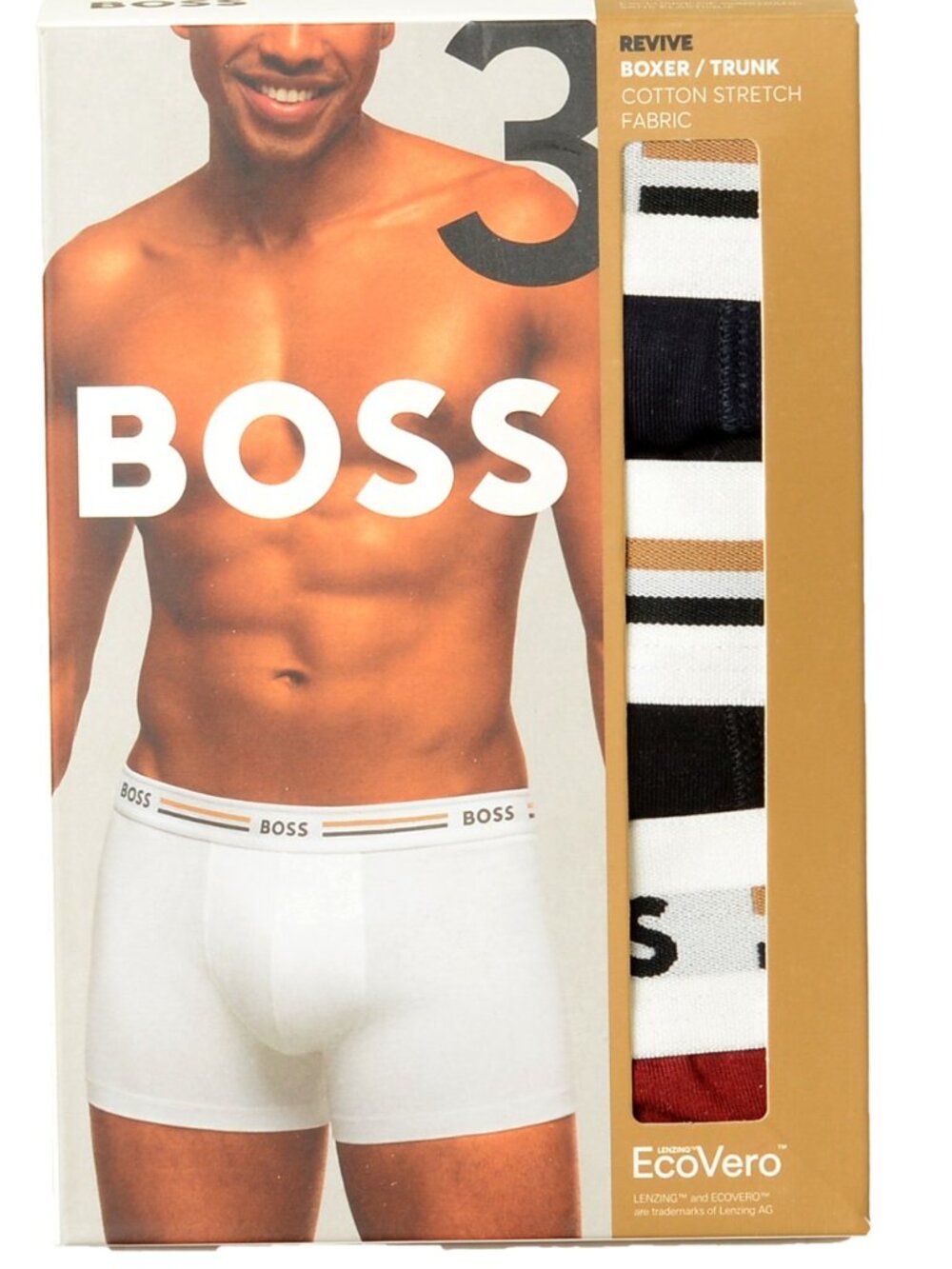 Hugo Boss Men's "Revive" Logo Strap 3Pack Boxer Trunk Underwear US 2XL IT 56